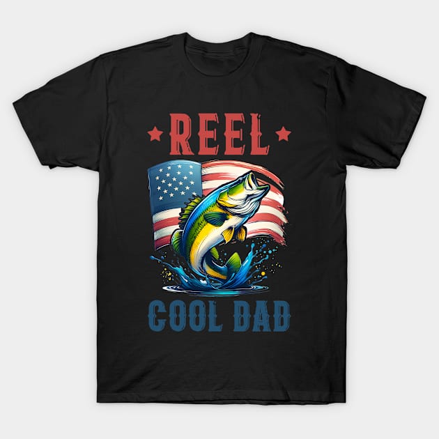 Reel Cool Dad Fishing fathers day gift for husband dad T-Shirt by KawaiiFoodArt